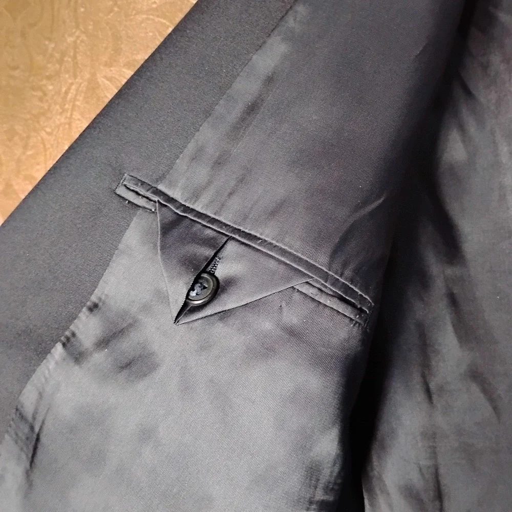 Chaps Blazer Jacket Mens 46R Navy Blue Gold Button Sport Coat Wool‎ -9